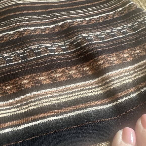 KASPER‎ Knits Women's Size L Brown Black Striped Short Sleeve Pullover Top - Picture 2 of 5